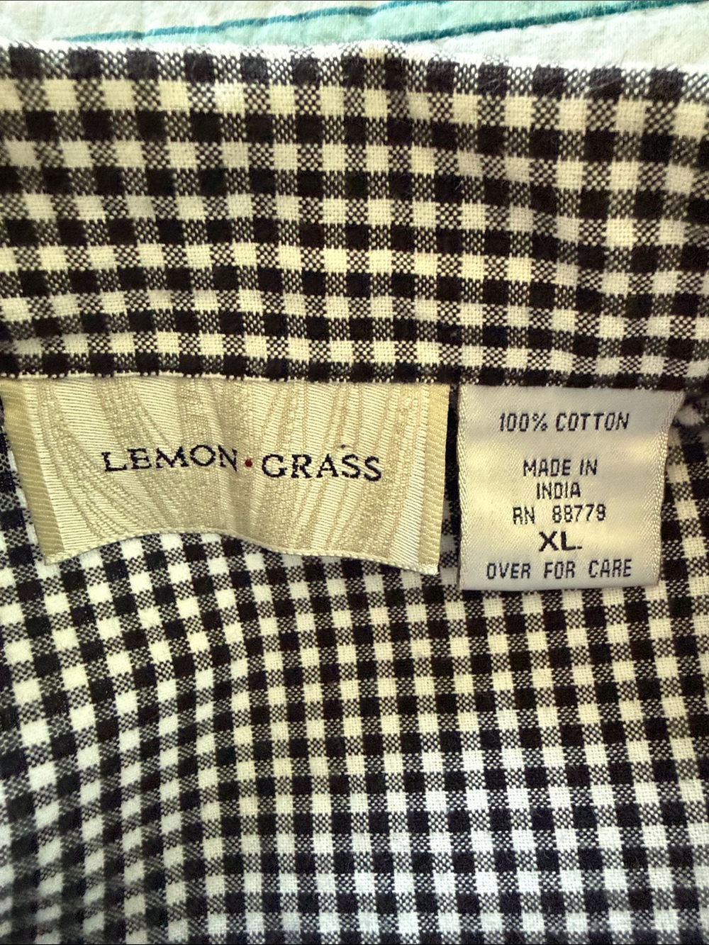 Vintage 90s Lemon Grass Black and White Gingham Shirt with Daisy Detail Sz XL - Picture 7 of 8